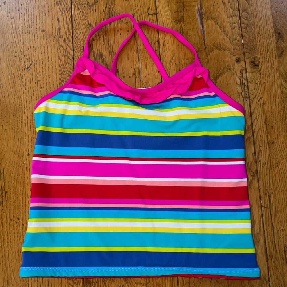 Garnet Hill Kids sz 8 NWOT Colorful Striped Tankini Swim Top